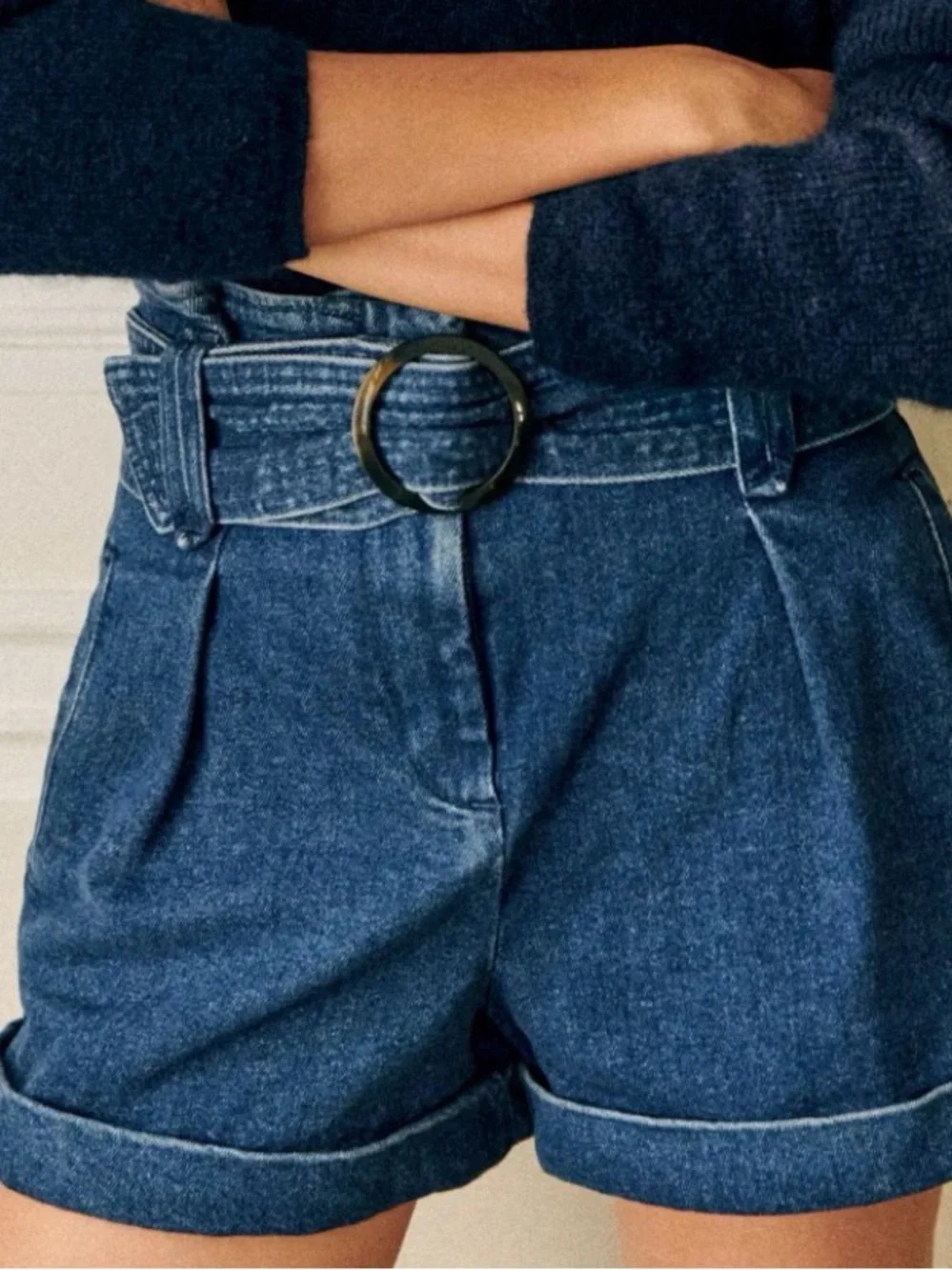NWT Sezane Blue Denim Shorts Size 34 - Picture 1 of 5